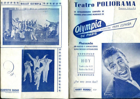 Folleto propaganda Teatro Poliorama con Harry Mimmo
