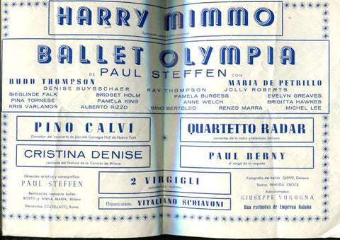 Folleto propaganda Teatro Poliorama con Harry Mimmo