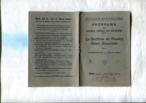 Programa de Primer curso de Religion : La doctrina de nuestro Señor Jesucritos