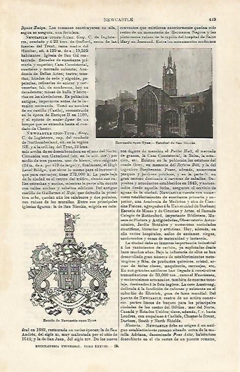 LAMINA ESPASA 20133: Catedral de San Nicolas en Newcastle upon Tyne
