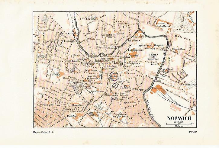 LAMINA ESPASA 20273: Plano de Norwich Inglaterra