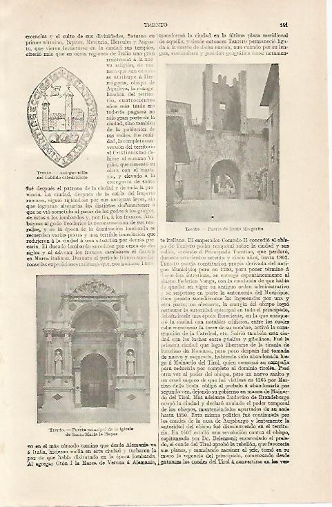 LAMINA ESPASA 20372: Puerta de Santa Margarita en Trento