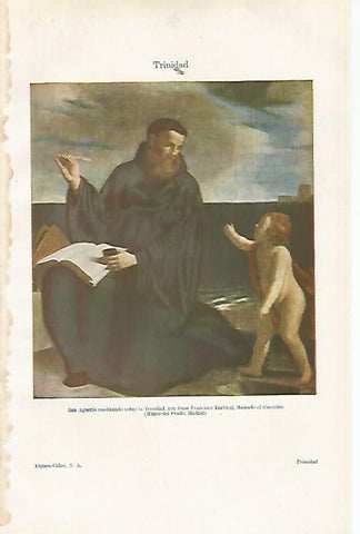 LAMINA ESPASA 20435: San Agustin meditando sobre la Trinidad por El Guercino