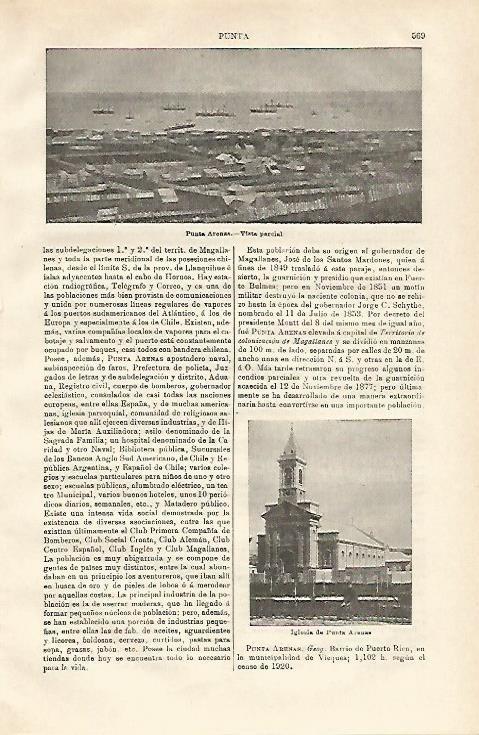 LAMINA ESPASA 20636: Vista parcial de Punta Arenas Chile