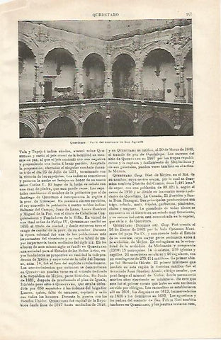 LAMINA ESPASA 20683: Convento de San Agustin en Queretaro