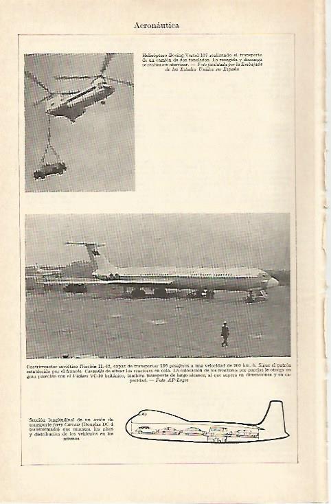 LAMINA ESPASA 20755: Helicoptero Boeing Vertol 107 y Cuatrireactor sovietico Iliushin IL62