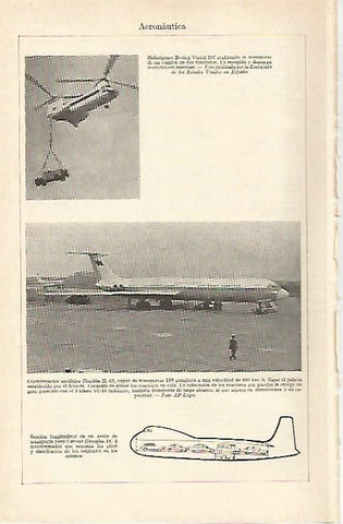 LAMINA ESPASA 20755: Helicoptero Boeing Vertol 107 y Cuatrireactor sovietico Iliushin IL62