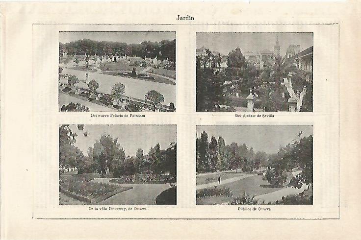 LAMINA ESPASA 20974: Jardin en Postdam Sevilla y Ottawa 