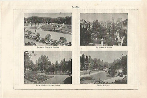 LAMINA ESPASA 20974: Jardin en Postdam Sevilla y Ottawa 