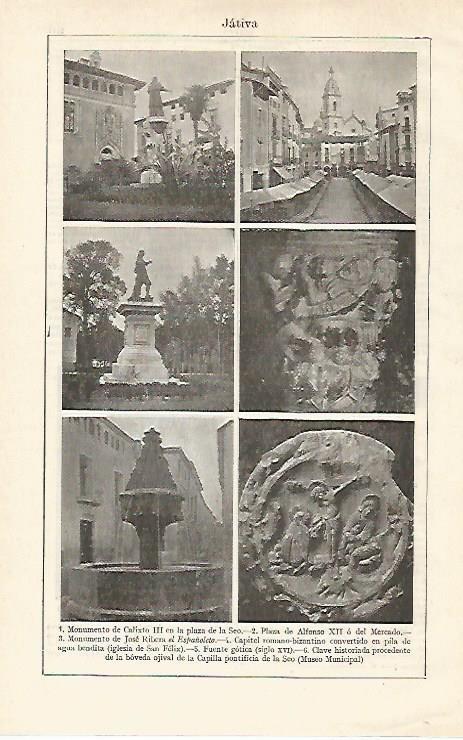 LAMINA ESPASA 20994: Monumentos de Jativa Valencia