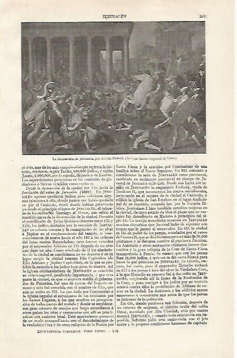 LAMINA ESPASA 21029: La destruccion de Jerusalen por Poussin