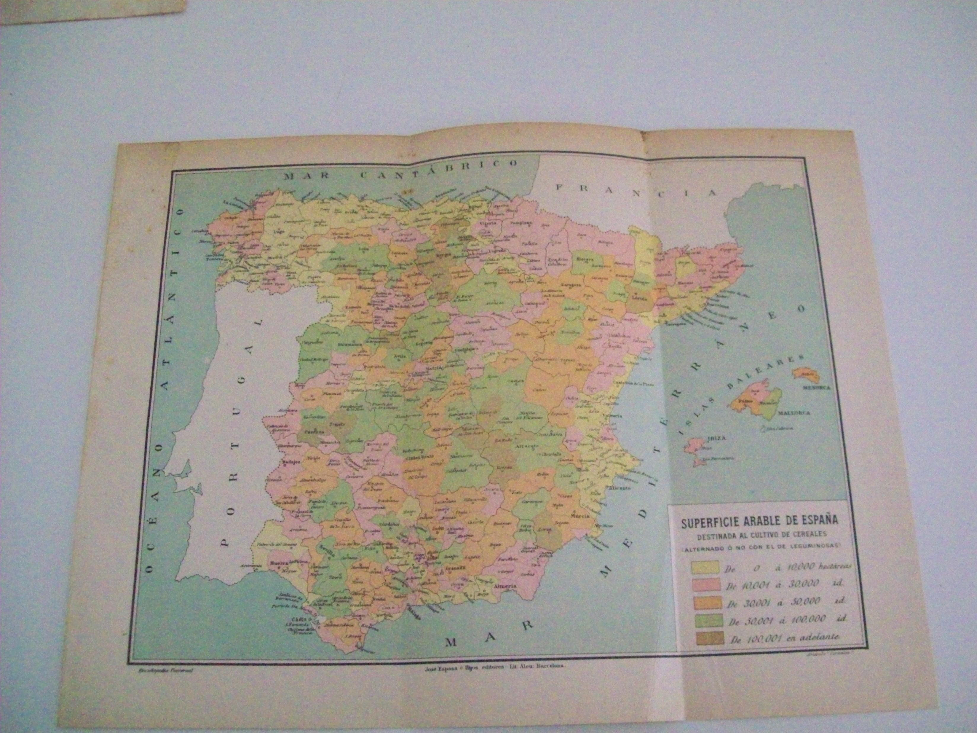 LAMINA ESPASA 2896: Mapa de la superficie arable de España