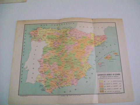LAMINA ESPASA 2896: Mapa de la superficie arable de España