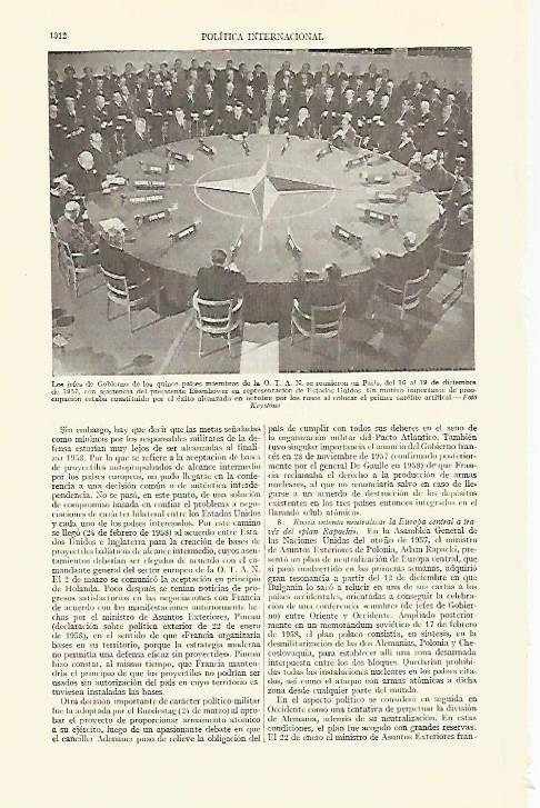 LAMINA ESPASA 21848: Jefes de los Gobiernos de los paises de la OTAN en 1957