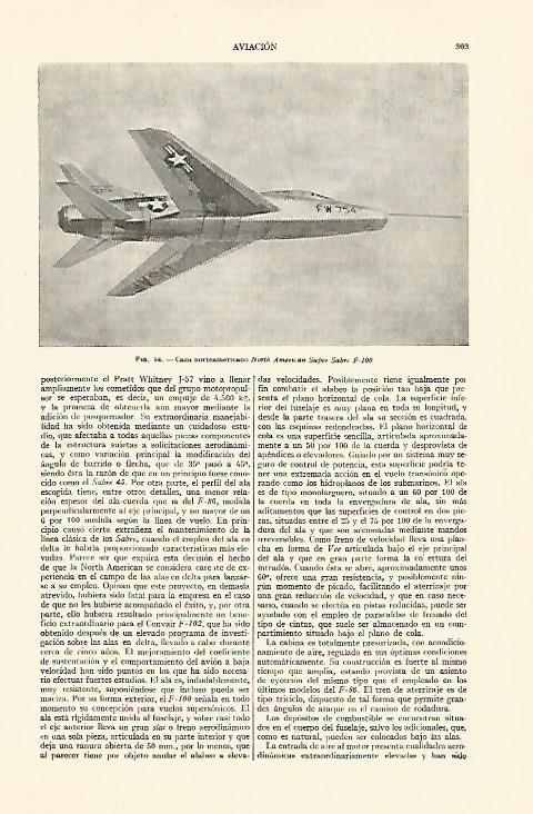 LAMINA ESPASA 21939: Caza norteamericano North Ameerican Super Sabre F-100