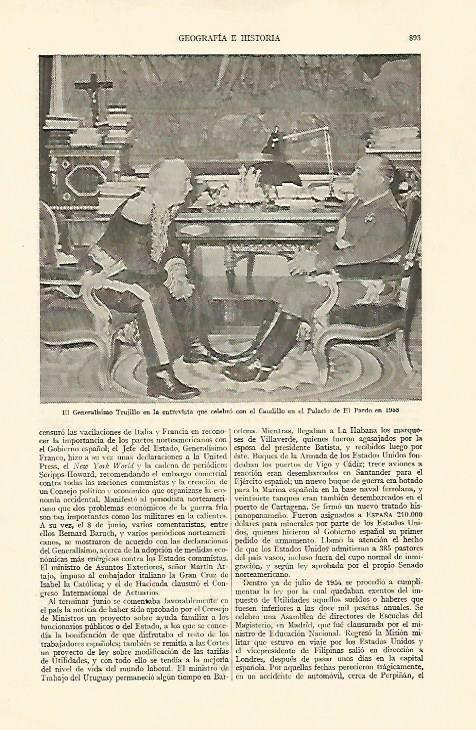 LAMINA ESPASA 22056: Franco y el general Trujillo en El Pardo en 1953