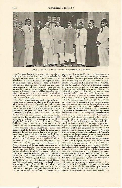 LAMINA ESPASA 22110: Gobierno de Mohammad Ali de Pakistan