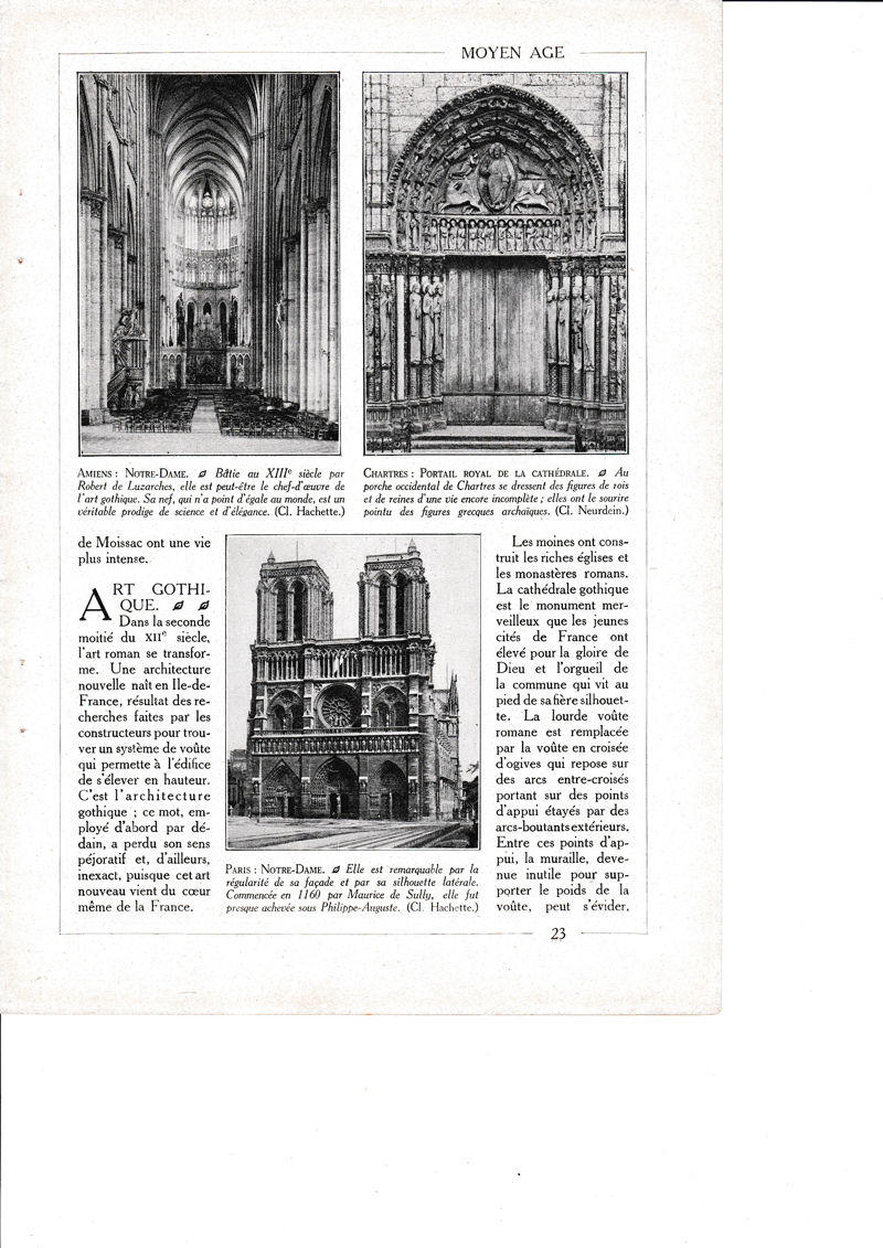 LAMINA 30182: Amiens Notre-Dame  Chartres Portail Royal de la Cathedrale Paris Notre-Dame