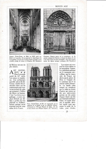 LAMINA 30182: Amiens Notre-Dame  Chartres Portail Royal de la Cathedrale Paris Notre-Dame