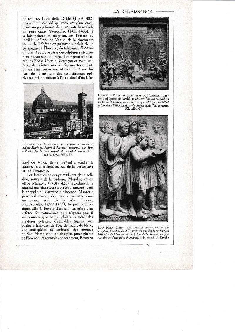LAMINA 30186:  Ghiberti Porte du Baptistere dde Florence  Florence La Cathedrale  Luca Della Robbia Les Enfants 