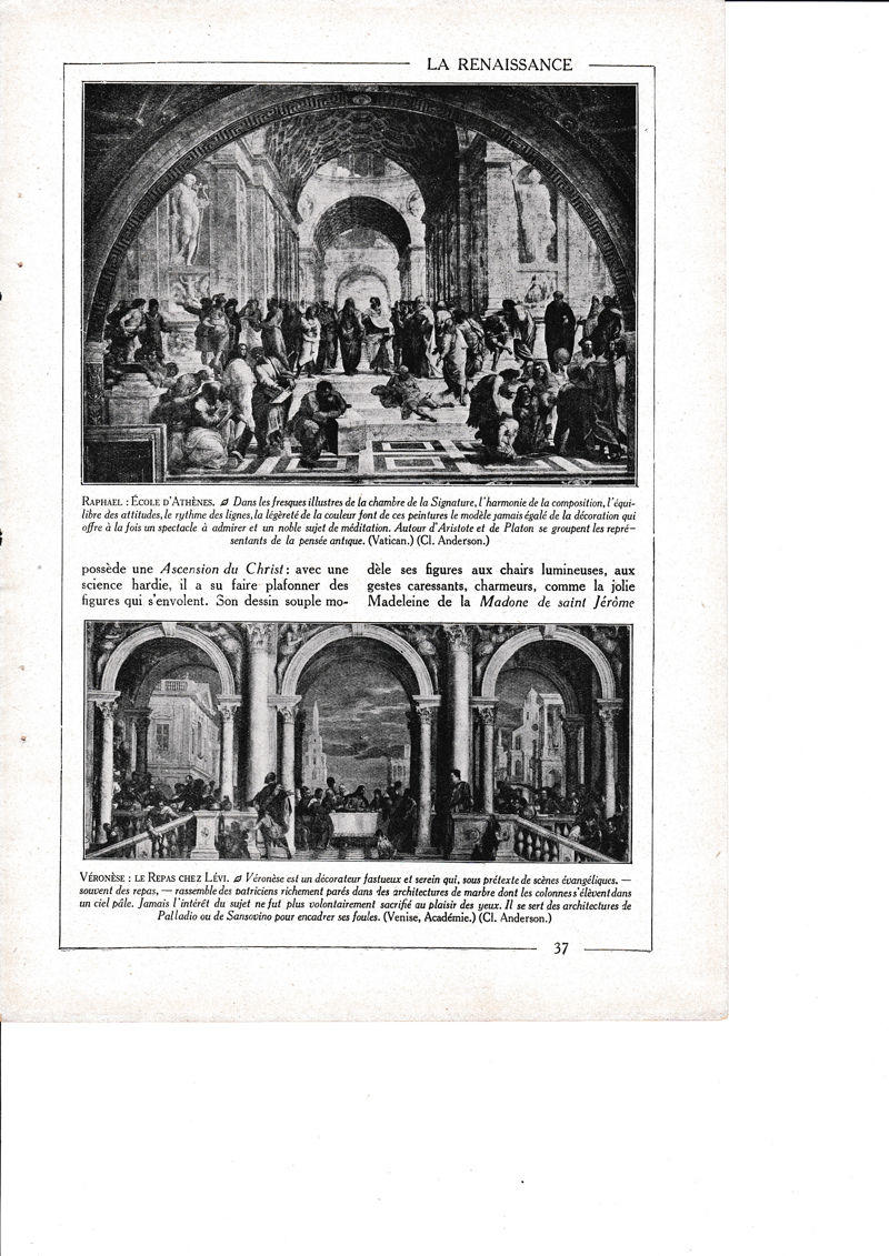 LAMINA 30189: Raphael Ecole d Athenes  Veronese Le repas chez Levi
