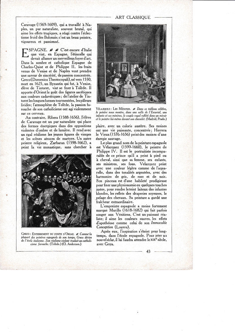 LAMINA 30192: Velazquez Les Menines  Greco Enterrement du compte d Orgaz