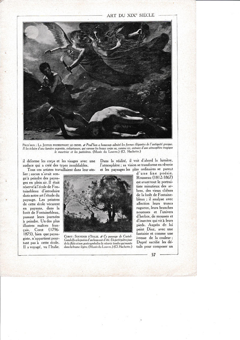 LAMINA 30199: Pr d Italieud Hon La Justice Poursuivant Le Crime Corot Souvenir