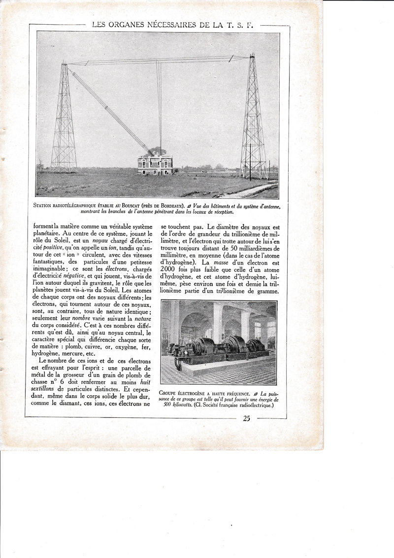 LAMINA 30217: Station radiotelegraphique etablie au Bouscat  Groupe electrogene