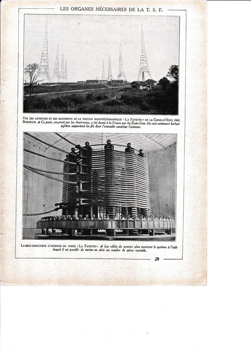 LAMINA 30219: Vue des antennes et des batiments de la station radiotelegraphique  La Fayete  Le self-inducteur