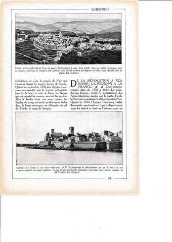 LAMINA 30122: Vence Antibes La plage et les vieux Remparts