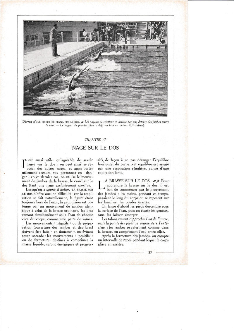 LAMINA 30155: Depart d une course de crawl sus le dos