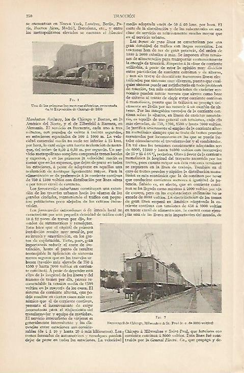 LAMINA ESPASA 11007: Locomotora elecrica presentada en la Exposicion de Chicago de 1893