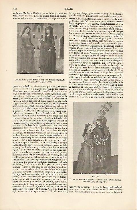 LAMINA ESPASA 11054: Trajes ingleses de la epoca de Enrique VII