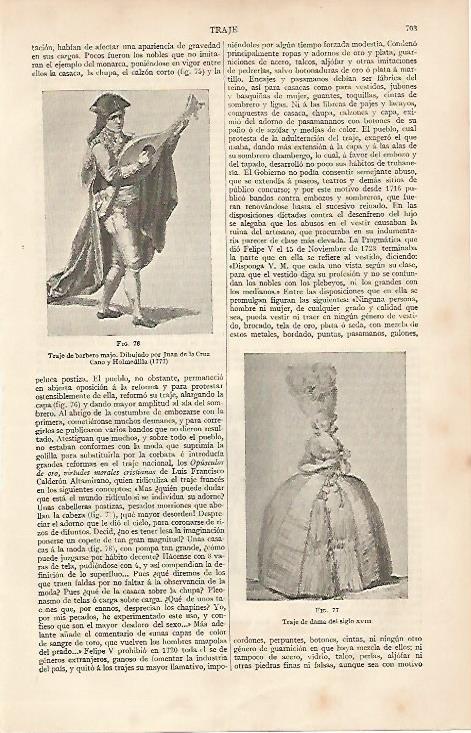 LAMINA ESPASA 11058: Traje de barbero majo pintado en 1777