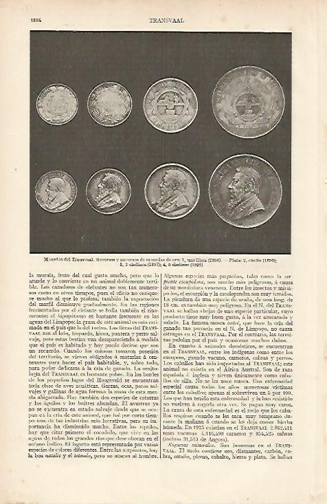 LAMINA ESPASA 11159: Monedas de Transvaal Sudafrica