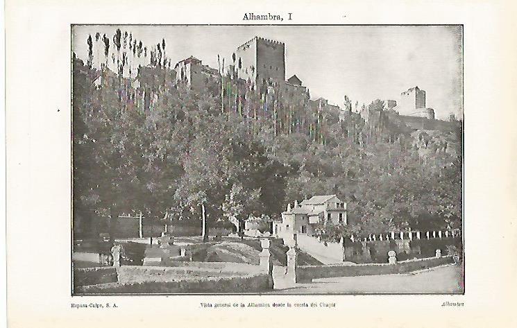 LAMINA ESPASA 11209: Vista general de la Alhambra de Granada