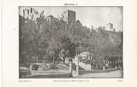 LAMINA ESPASA 11209: Vista general de la Alhambra de Granada