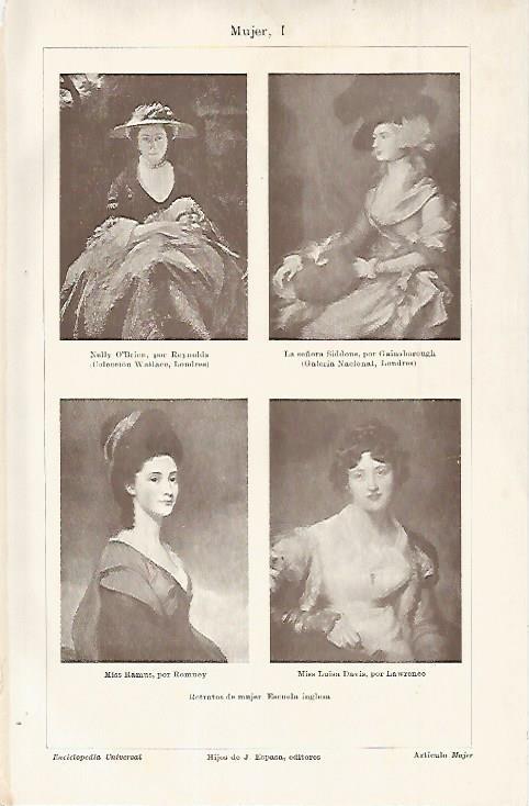 LAMINA ESPASA 11462: Retratos de mujer de la escuela inglesa