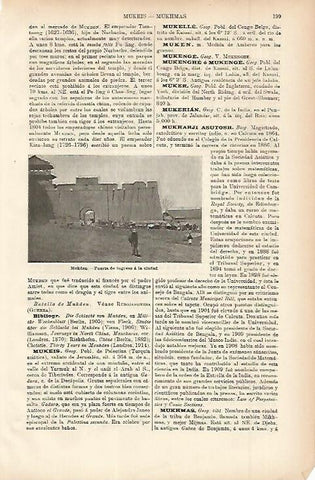 LAMINA ESPASA 11471: Puerta de entrada a la ciudad de Mukden China