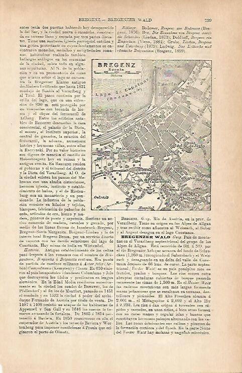 LAMINA ESPASA 11670: Plano de Bregenz Austria