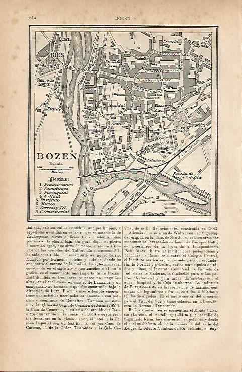 LAMINA ESPASA 11705: Plano de Bozen Austria