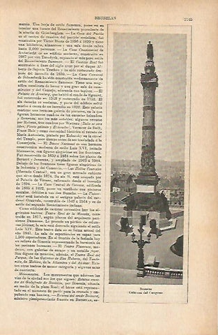 LAMINA ESPASA 11824: Columna del Congreso de Bruselas Belgica