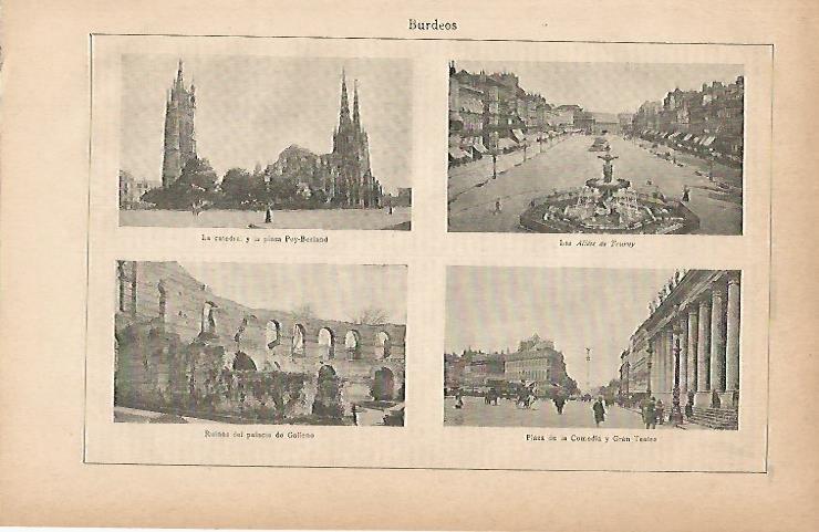LAMINA ESPASA 11897: Edificios de Burdeos Francia