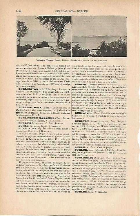 LAMINA ESPASA 11915: Vistas de Burlington Estados Unidos