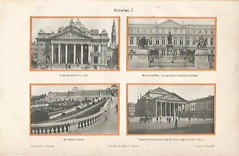 LAMINA ESPASA 11823: La Bolsa Biblioteca Real Jardin Botanico y Teatro Real de Bruselas Belgica