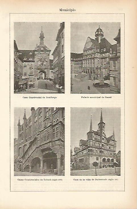 LAMINA ESPASA 11497: Ayuntamientos de Bamberga Cassel Lubeck y Dudestadt