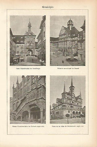LAMINA ESPASA 11497: Ayuntamientos de Bamberga Cassel Lubeck y Dudestadt