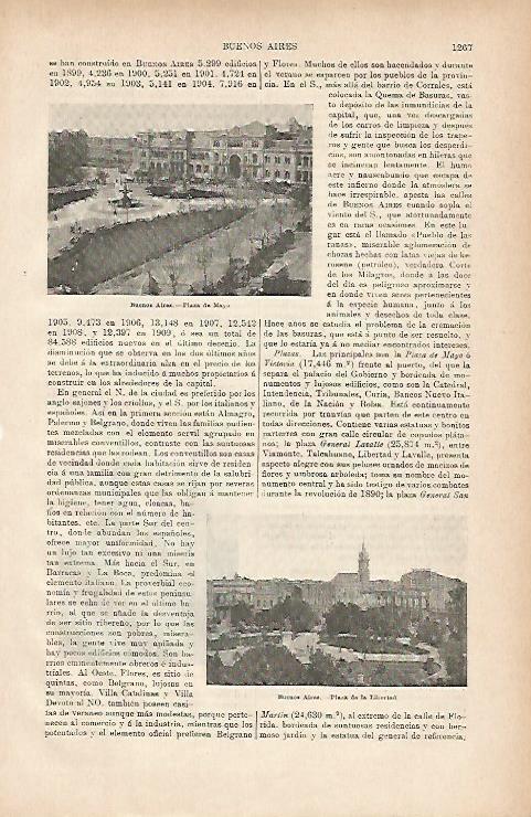 LAMINA ESPASA 11861: Plaza de Mayo y Plaza de la Libertad en Buenos Aires
