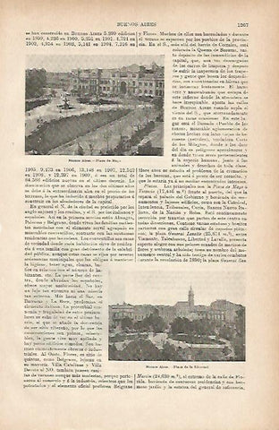 LAMINA ESPASA 11861: Plaza de Mayo y Plaza de la Libertad en Buenos Aires