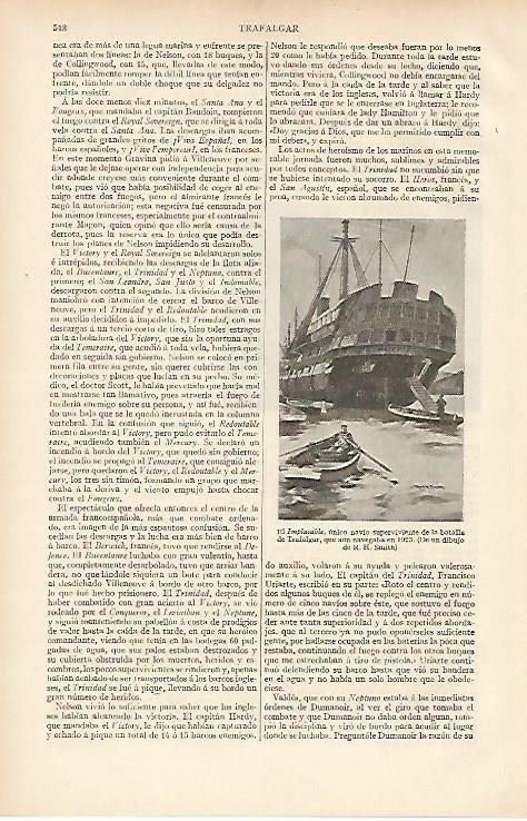 LAMINA ESPASA 11035: El Implacable unico navio superviviente en Trafalgar